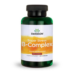 Swanson Super Stress B-Complex bottle for daily energy support.