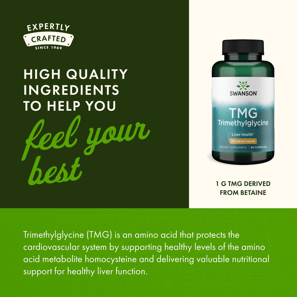 Package layout of Swanson TMG showing product clarity and ingredients