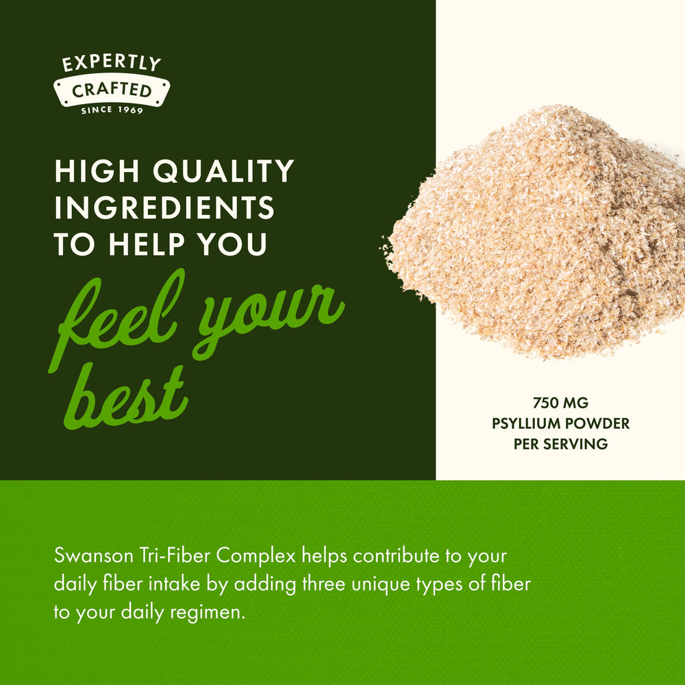 Swanson Tri-Fiber capsules being poured for easy daily use