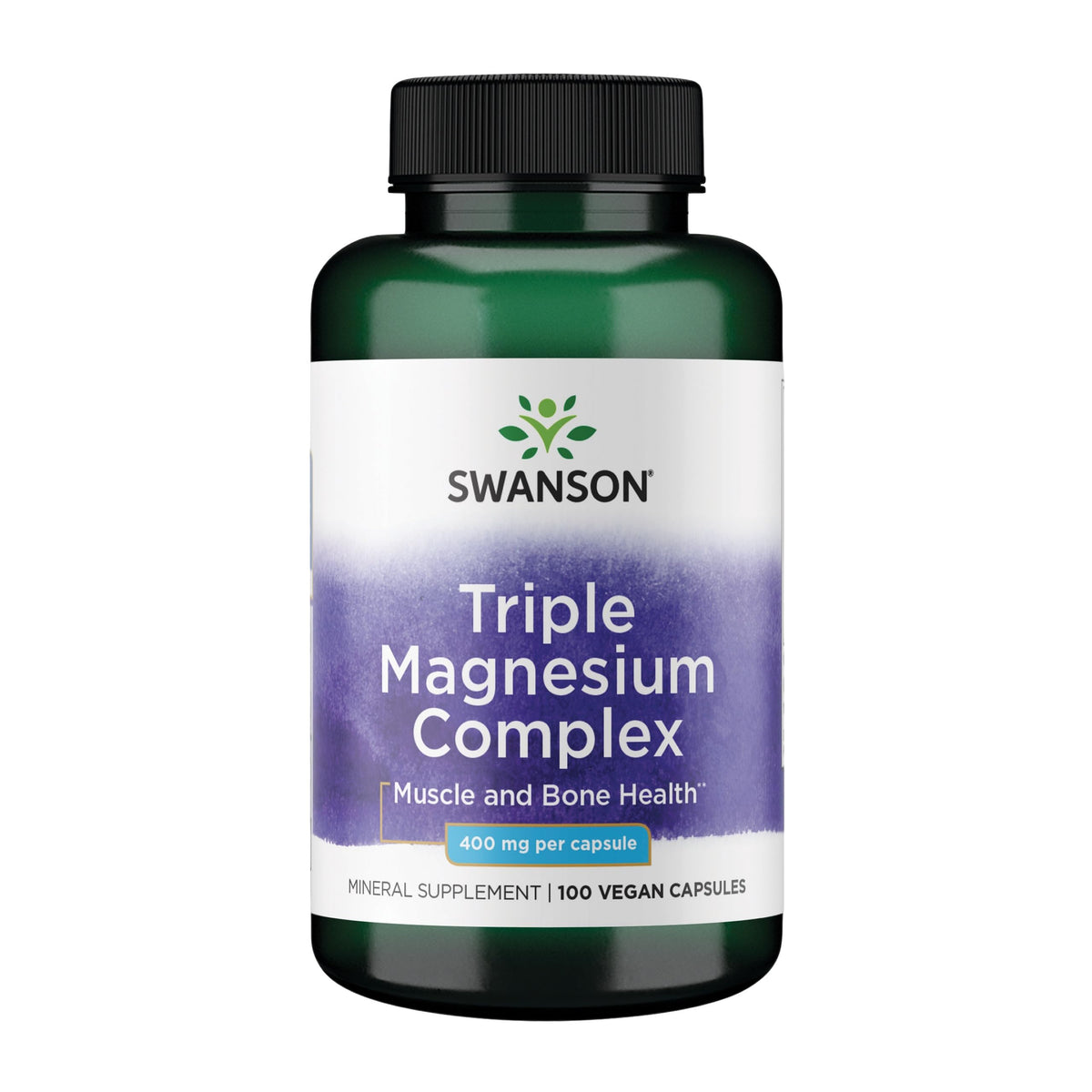 Swanson Triple Magnesium Complex bottle front view for everyday mineral support.