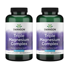 Swanson Triple Magnesium Complex bottle close-up for daily mineral support.