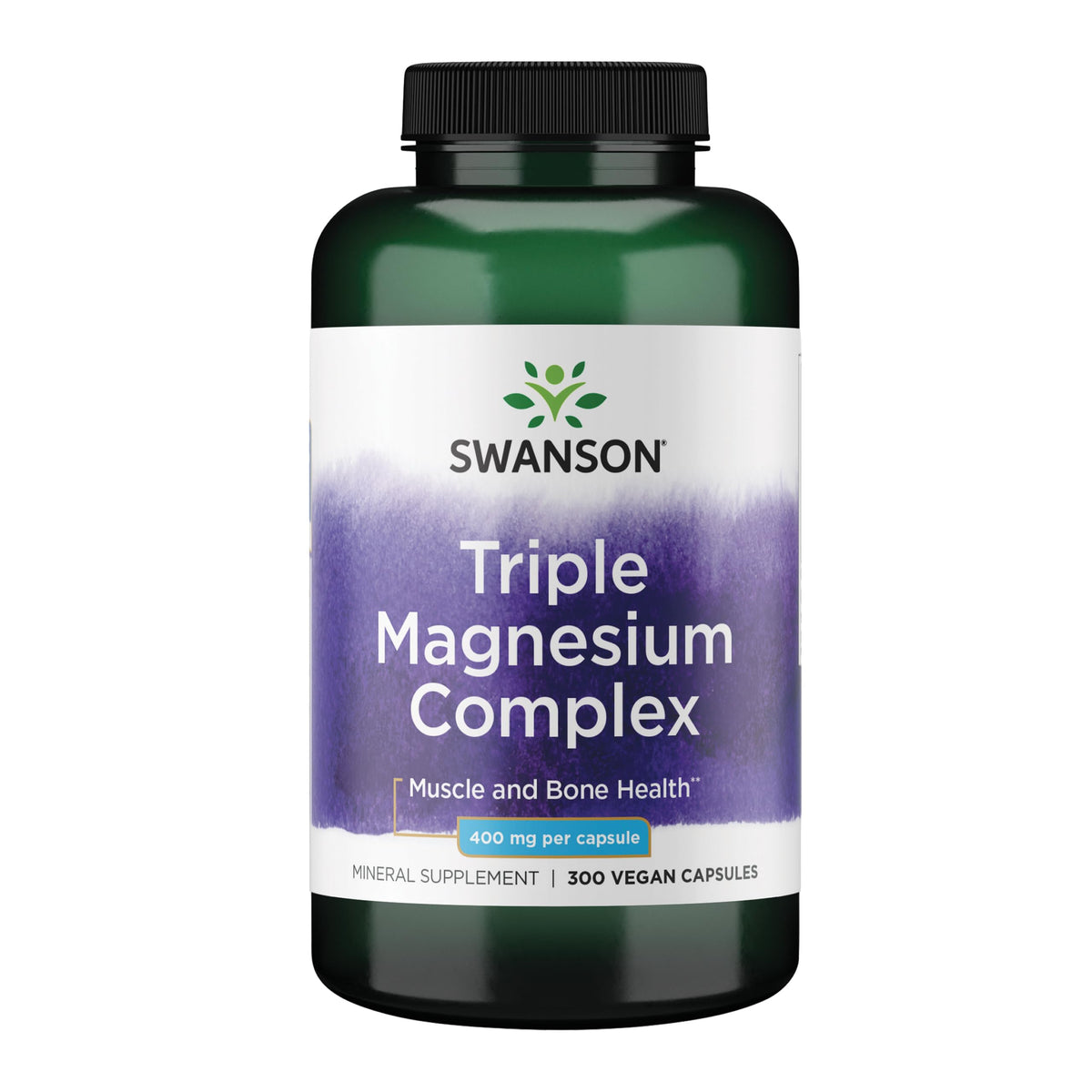 Swanson Triple Magnesium Complex bottle on counter supports daily mineral balance