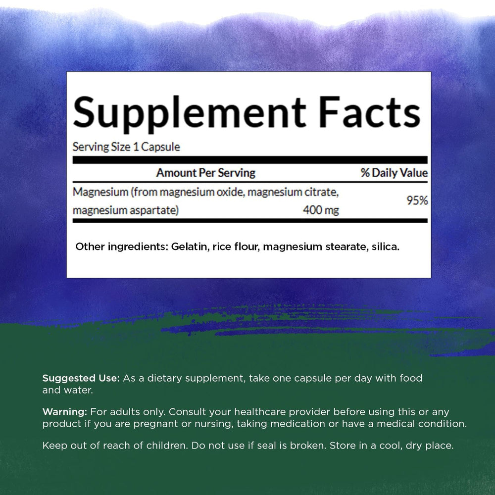 Close-up of Swanson Triple Magnesium Complex capsules for easy daily use