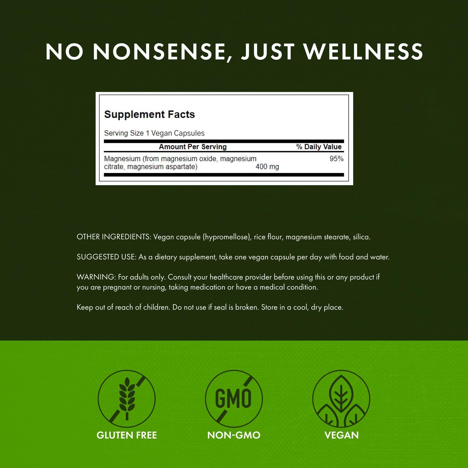 Swanson Triple Magnesium Complex label closeup highlights magnesium forms for absorption.