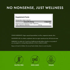 Swanson Triple Magnesium Complex label closeup highlights magnesium forms for absorption.