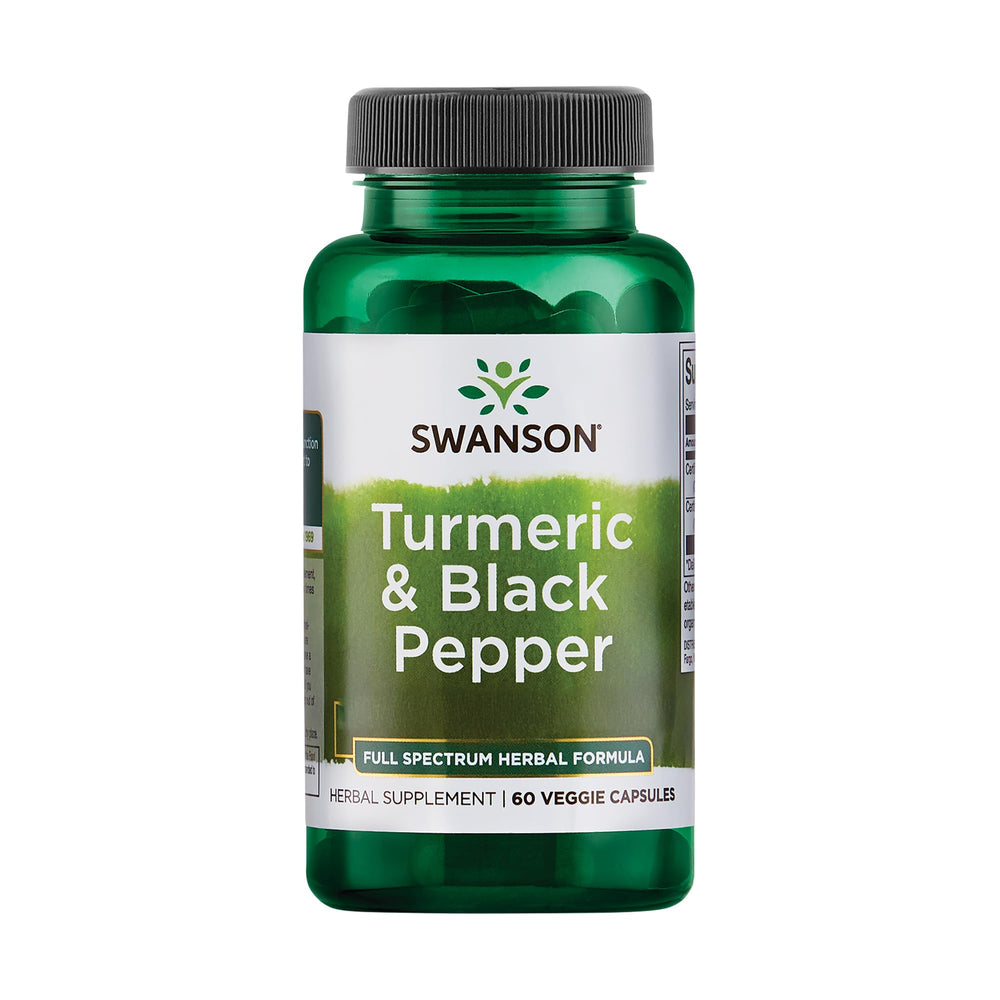 Swanson turmeric black pepper bottle with capsules for enhanced absorption and daily support