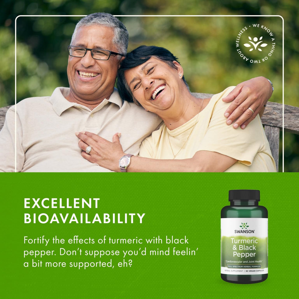 Swanson Turmeric & Black Pepper dosage directions captured for easy daily routine.