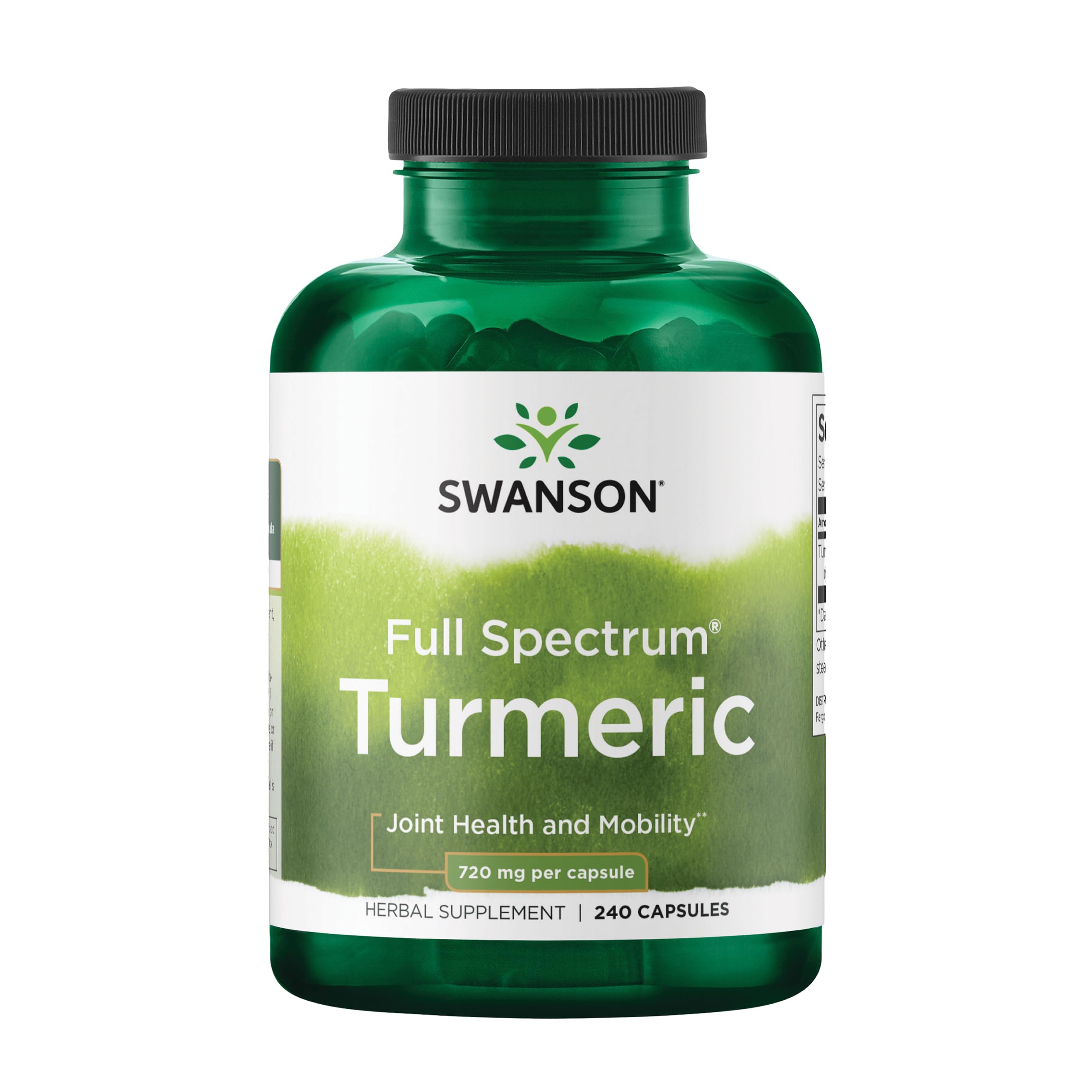 Swanson Turmeric bottle front showing the packaging for daily joint support.