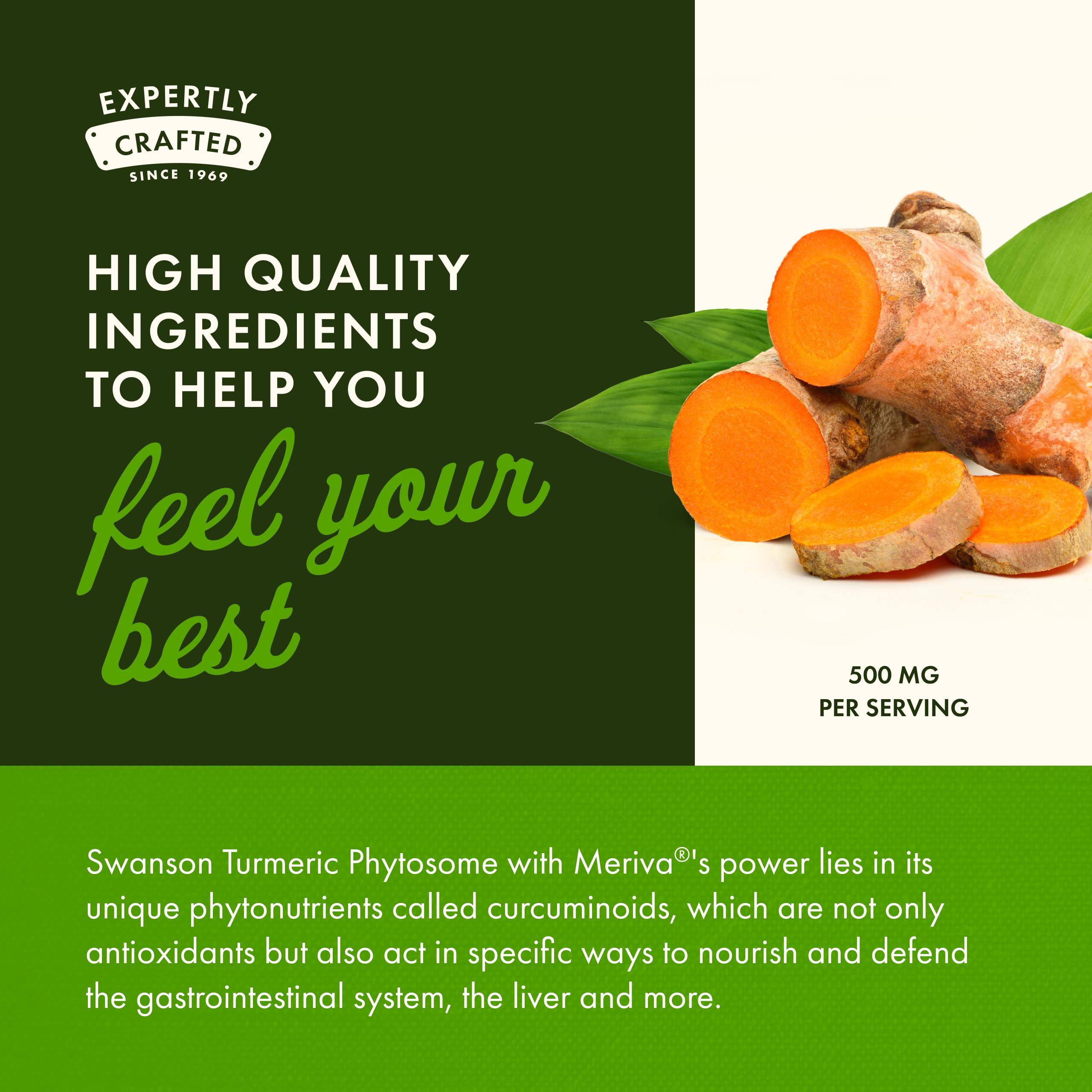 Swanson Turmeric Phytosome Meriva serving demonstrates convenient daily intake.