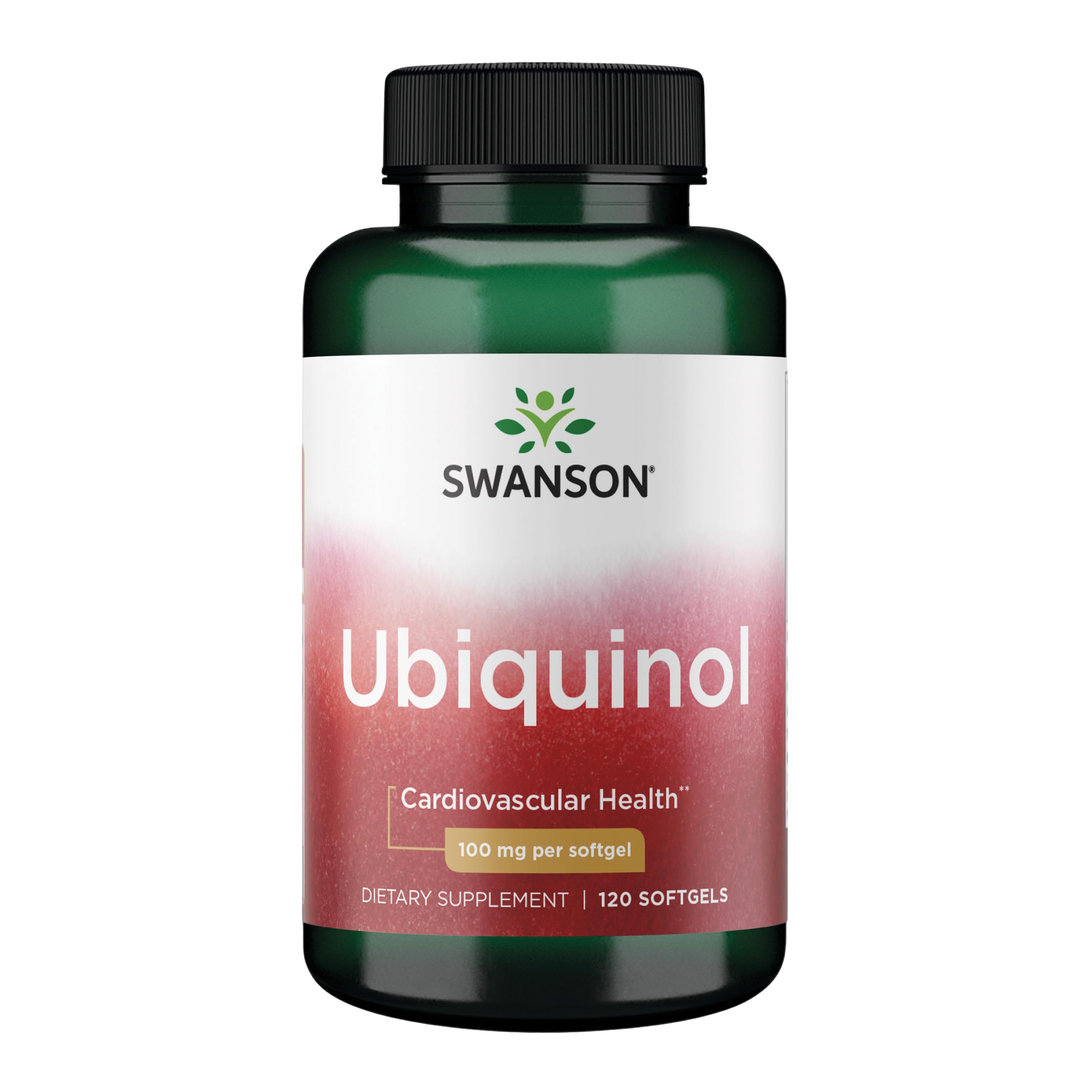 Swanson Ubiquinol 100mg bottle front shows packaging for daily energy support.