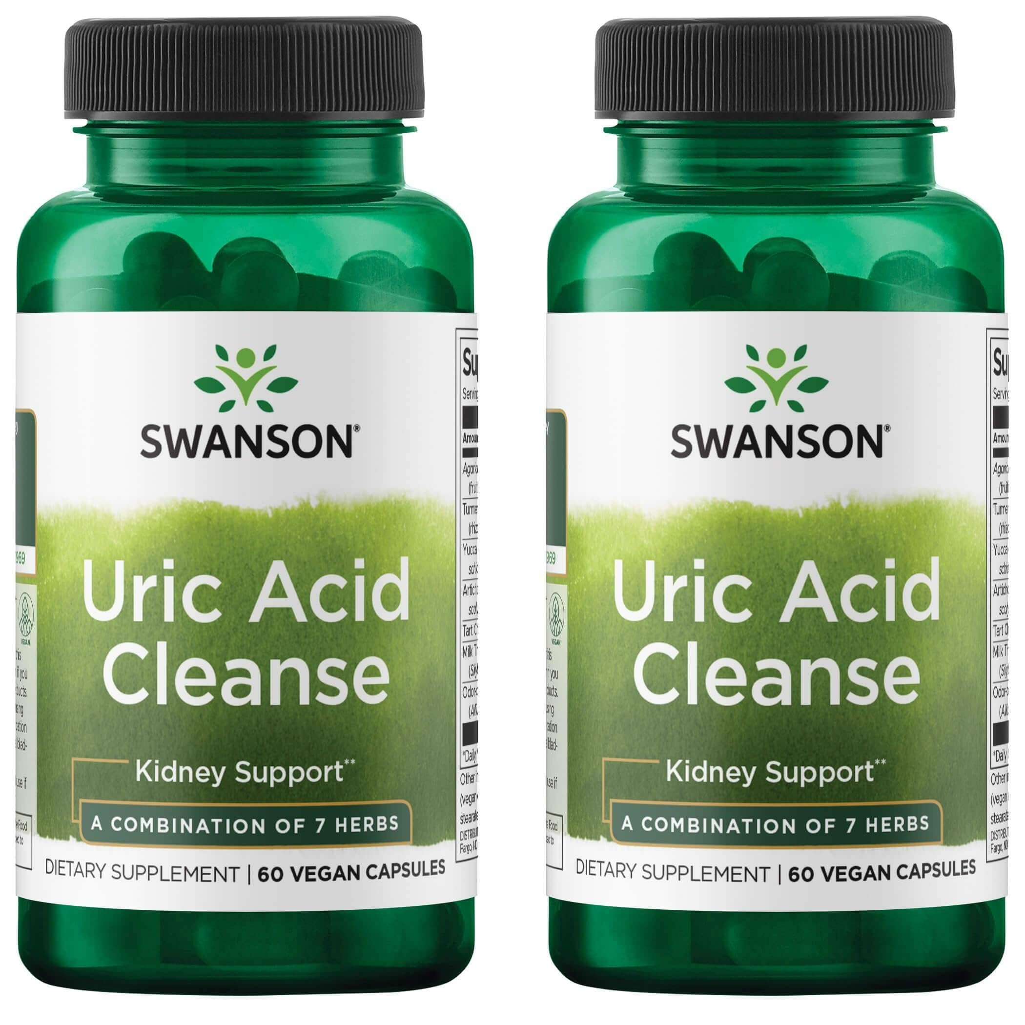 Swanson Uric Acid Cleanse bottle front shows 60 veggie capsules for daily support.