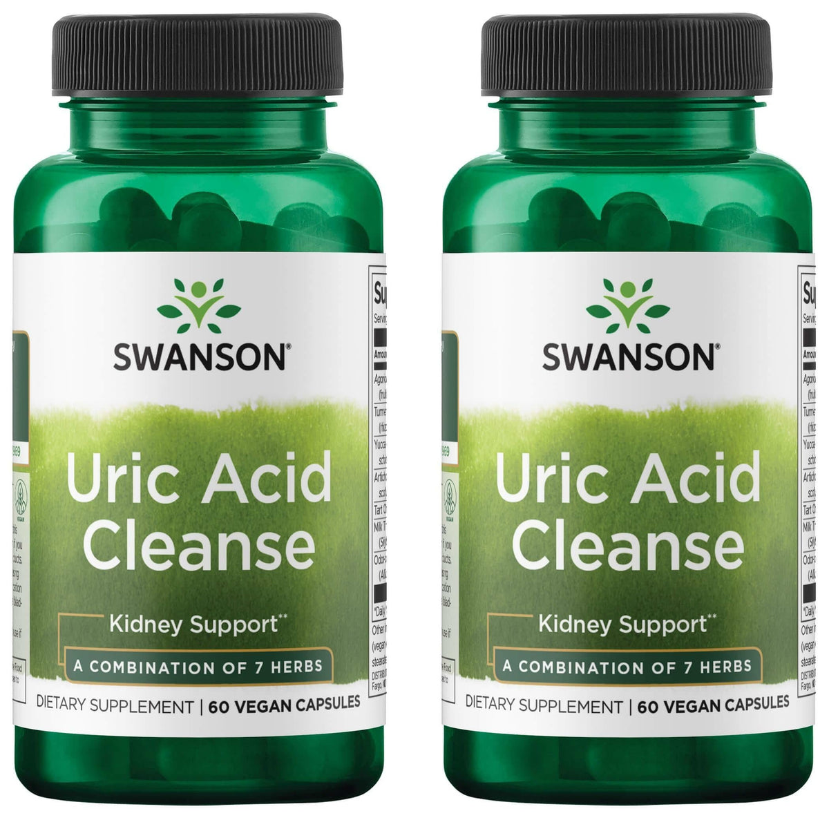 Swanson Uric Acid Cleanse bottle front shows 60 veggie capsules for daily support.
