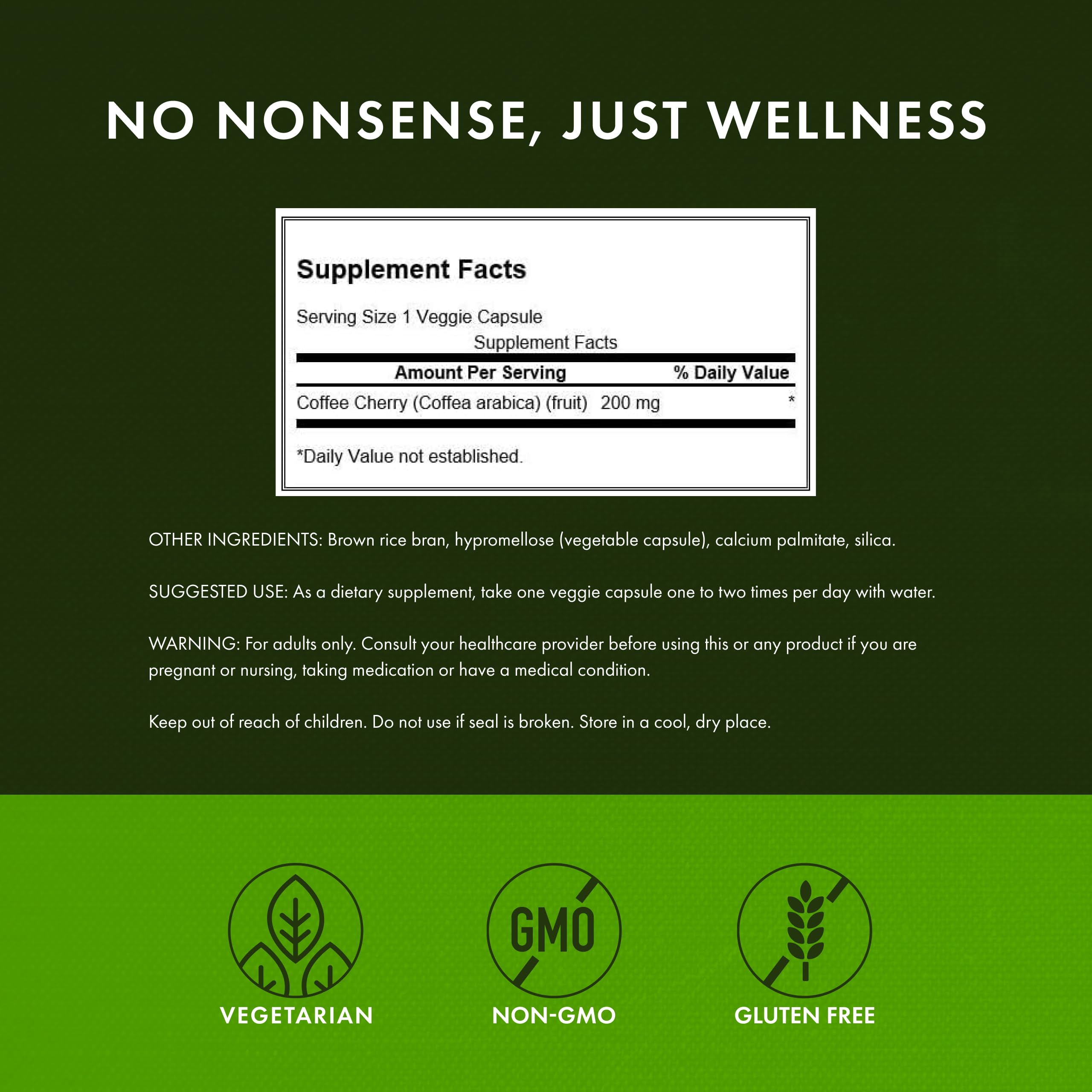 Swanson Veggie capsules on white background emphasize vegan, gluten-free, non-GMO formula.