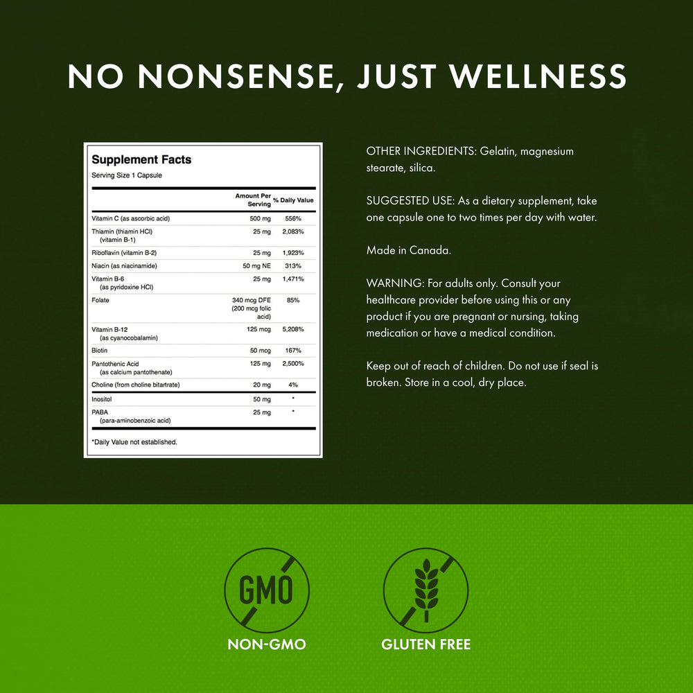 Detail of Swanson B-Complex label emphasizing full-spectrum formulation