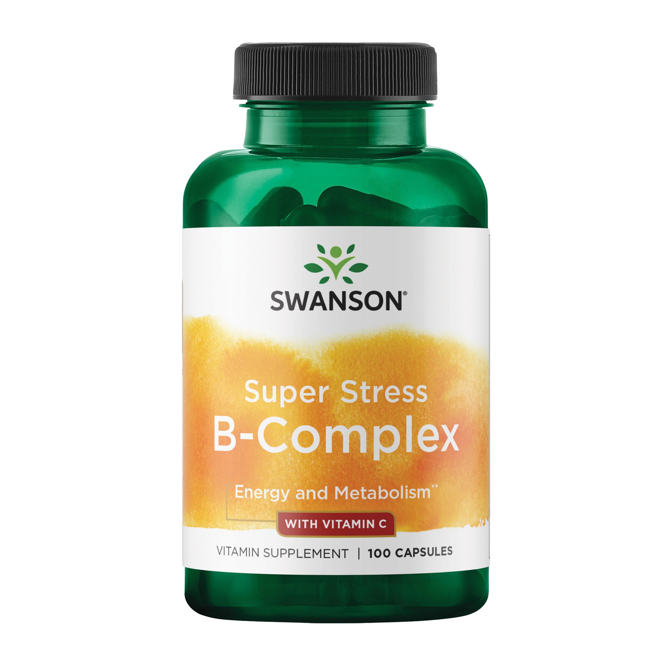 Swanson Vitamin B-Complex with Vitamin C bottle shown for daily energy support