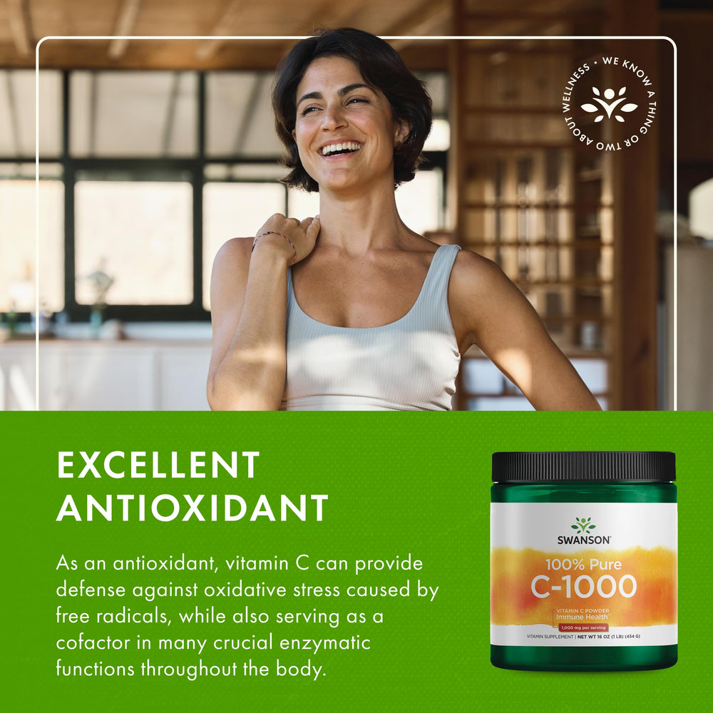 Swanson Vitamin C Powder stirred in water for quick antioxidant support.