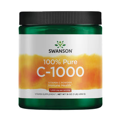 Swanson Vitamin C Powder jar highlighted for purity and daily immune support.