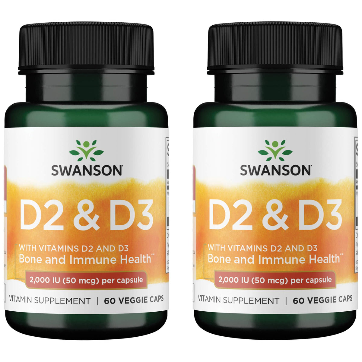 Swanson Vitamin D Complex bottle front with 60 veggie capsules for daily wellness