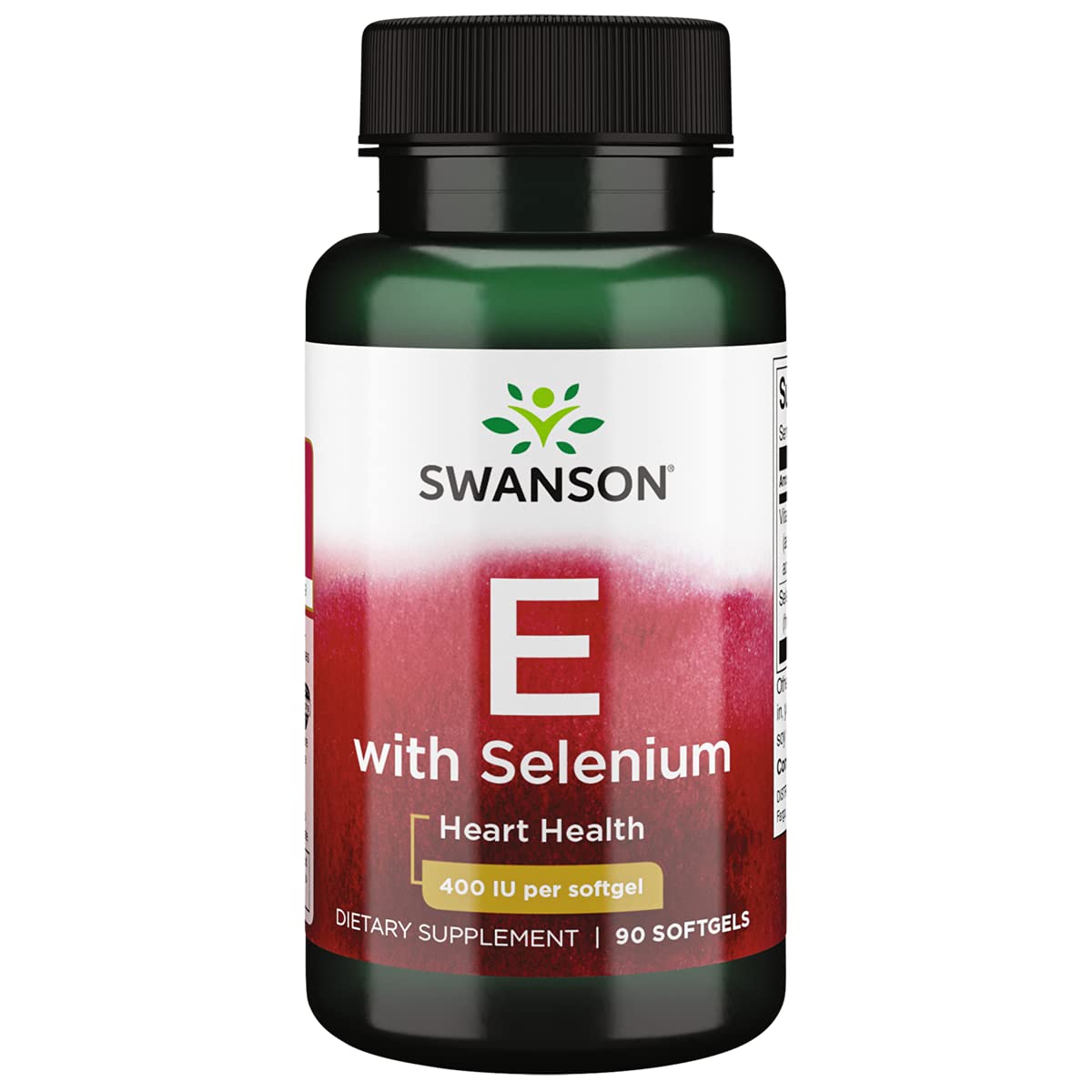 Swanson Vitamin E & Selenium softgels bottle front showing daily antioxidant support