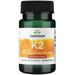 Swanson Vitamin K2 MK-7 bottle highlighting heart and bone support