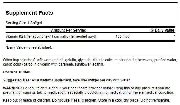 Swanson Vitamin K2 MK-7 softgels close-up, ready for daily use