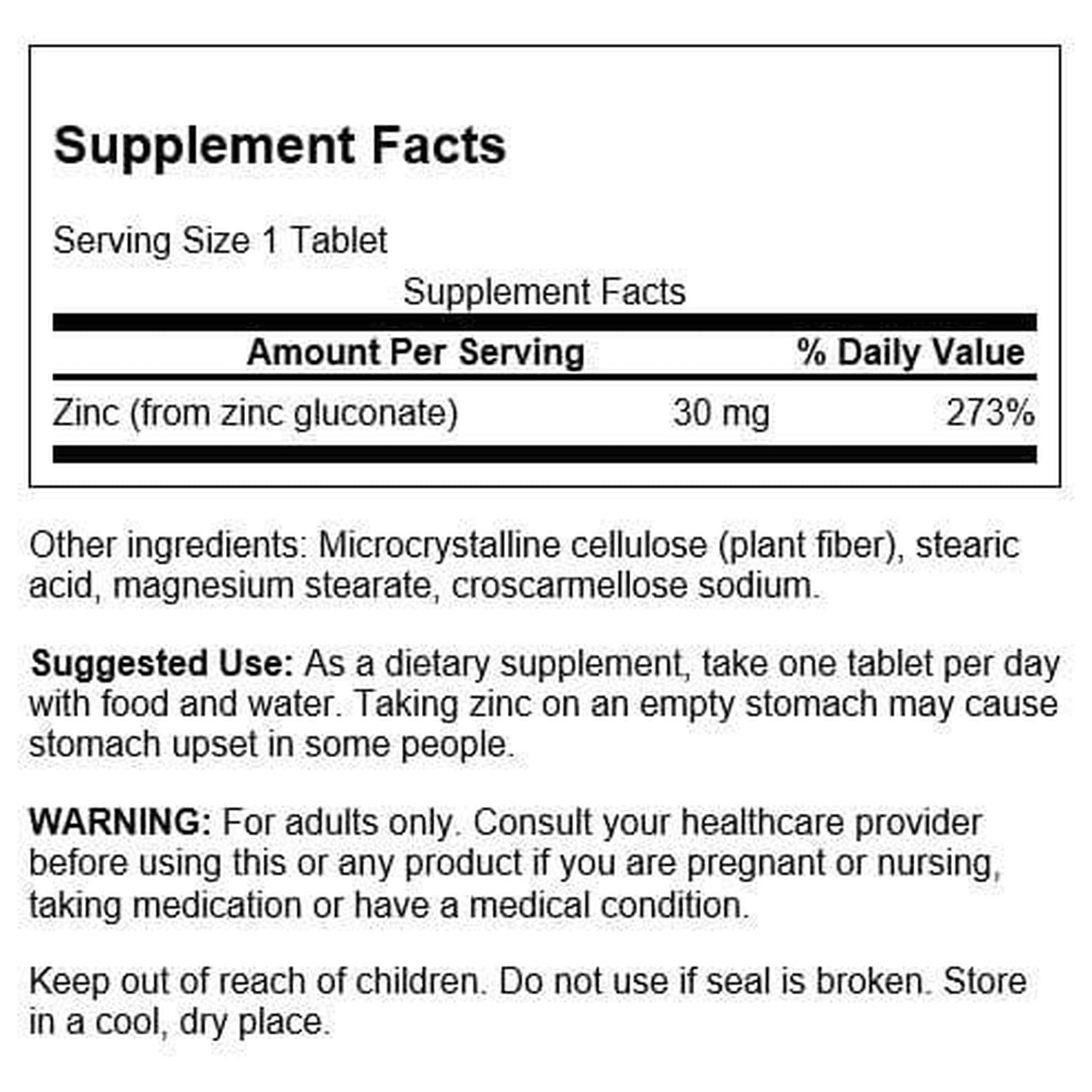 Close-up of Swanson zinc gluconate tablets for daily wellness
