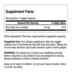 Swanson Zinc Orotate capsules spilling from bottle for easy supplementation