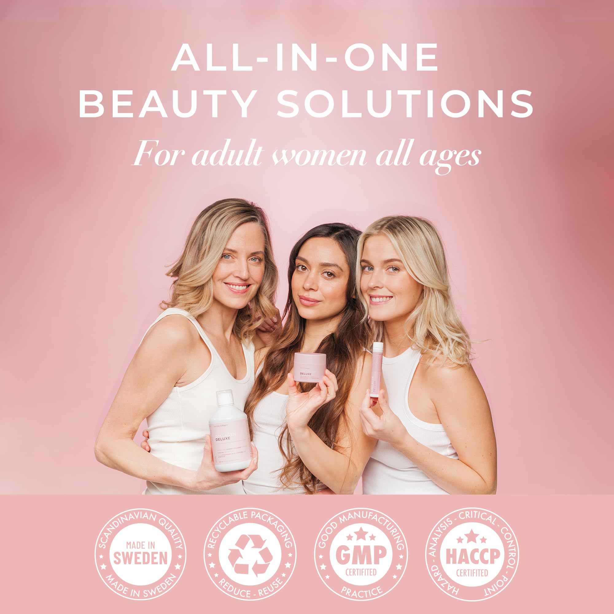 Swedish Collagen Repair ingredient table showcases marine collagen and additional nutrients