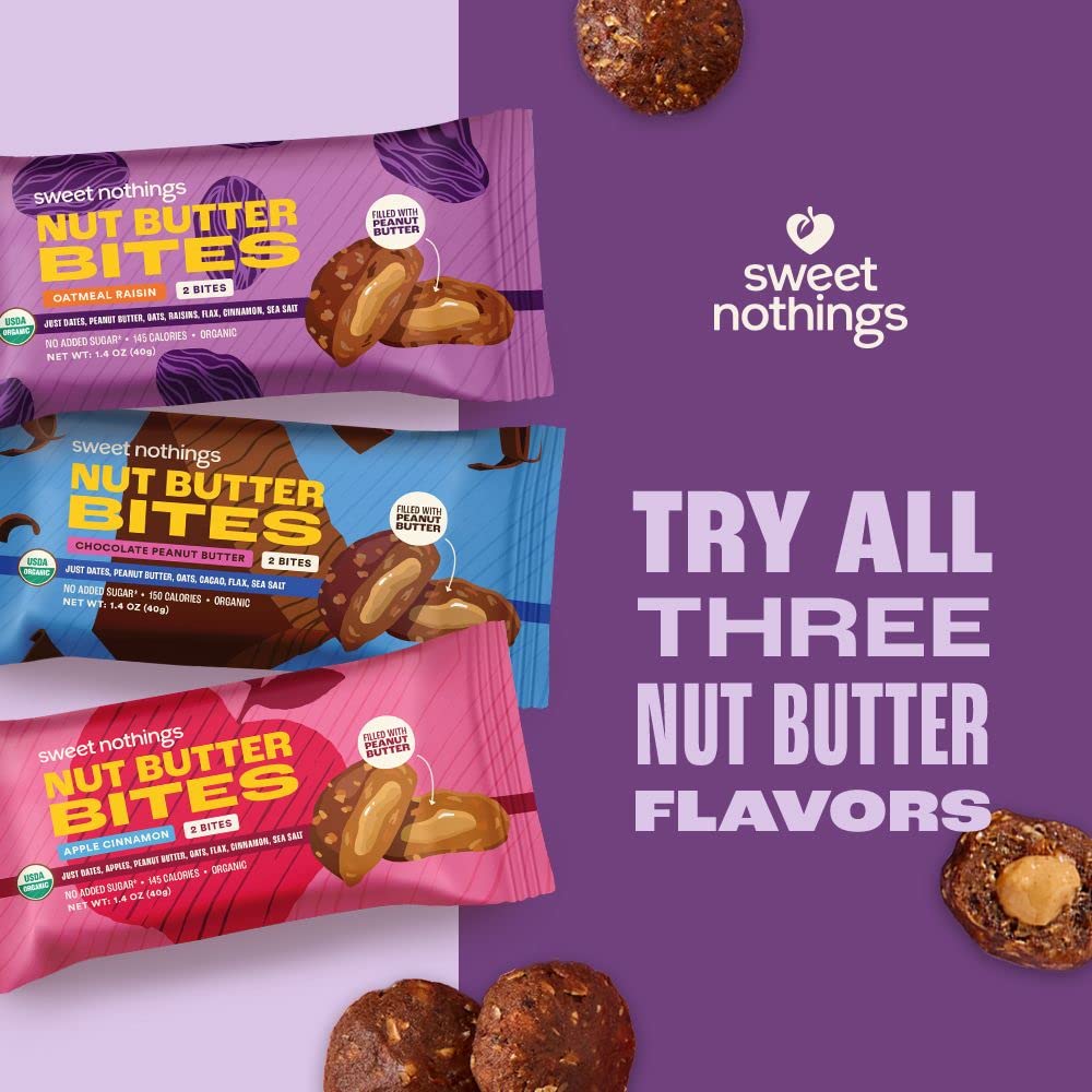 Sweet Nothings oatmeal raisin bites variety pack, convenient pre/post workout fuel
