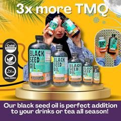 Sweet Sunnah Black Seed Oil amber bottle packaging protects thymoquinone content for freshness.