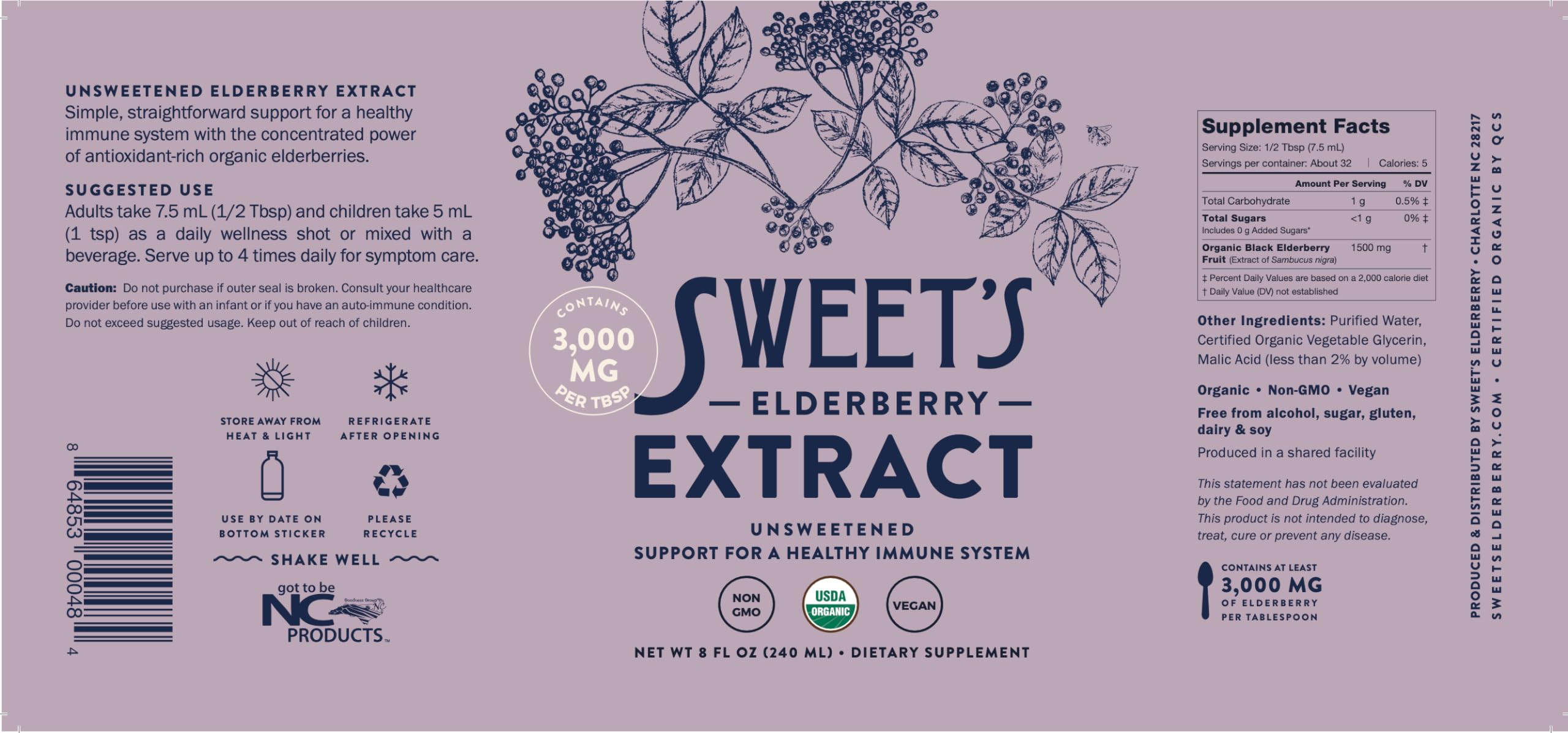 Sweet's Elderberry dispensing spoon image for easy daily use