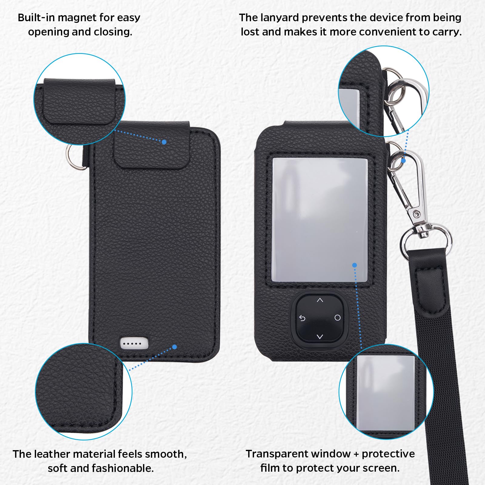 Swiatla Dexcom G7 receiver with black lanyard enables easy hands-free carrying