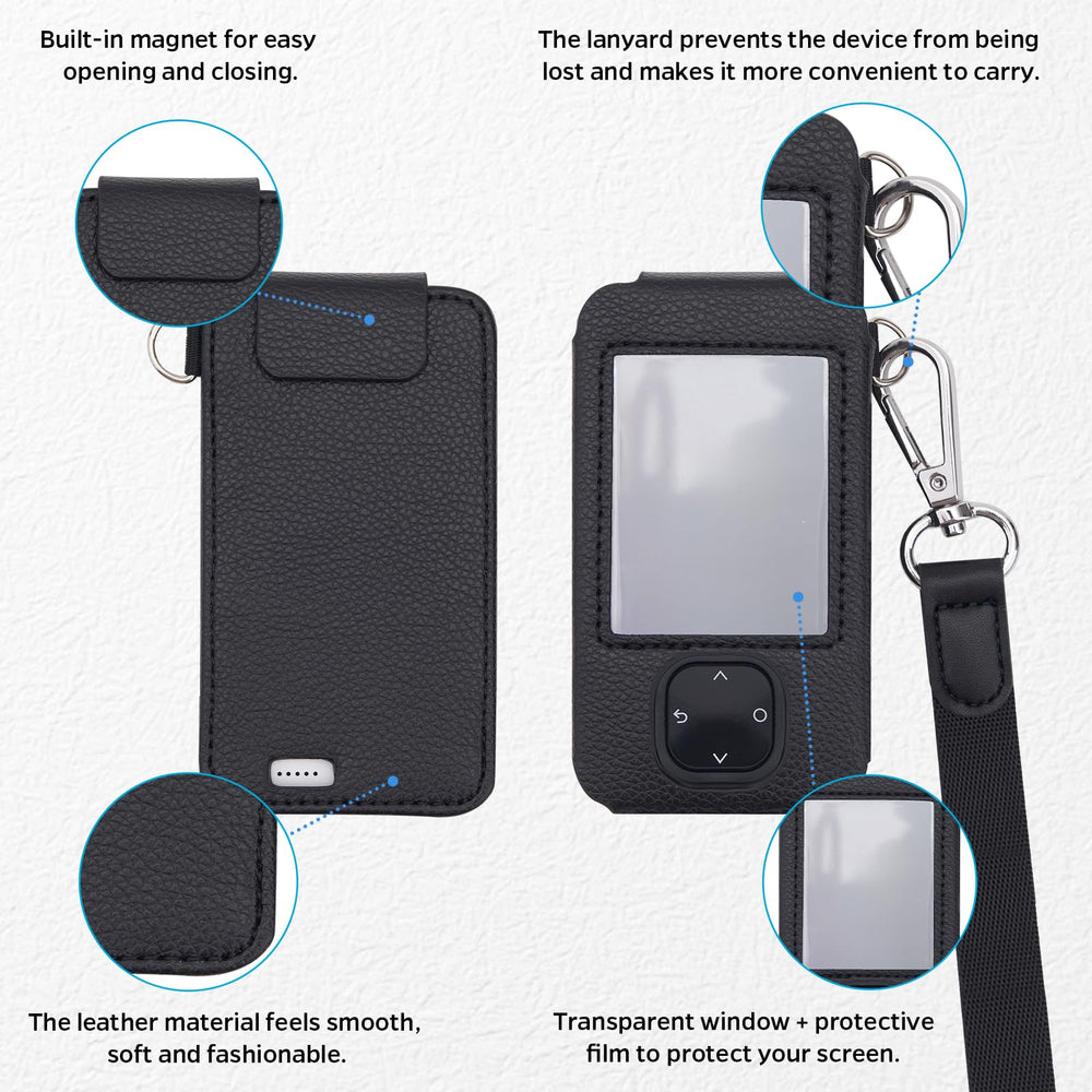 Swiatla Dexcom G7 receiver with black lanyard enables easy hands-free carrying
