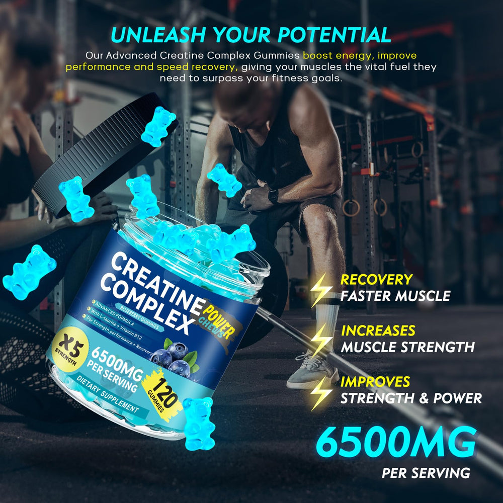 Swing Arm Creatine Monohydrate Gummies four-gummies serving shows your daily dose.