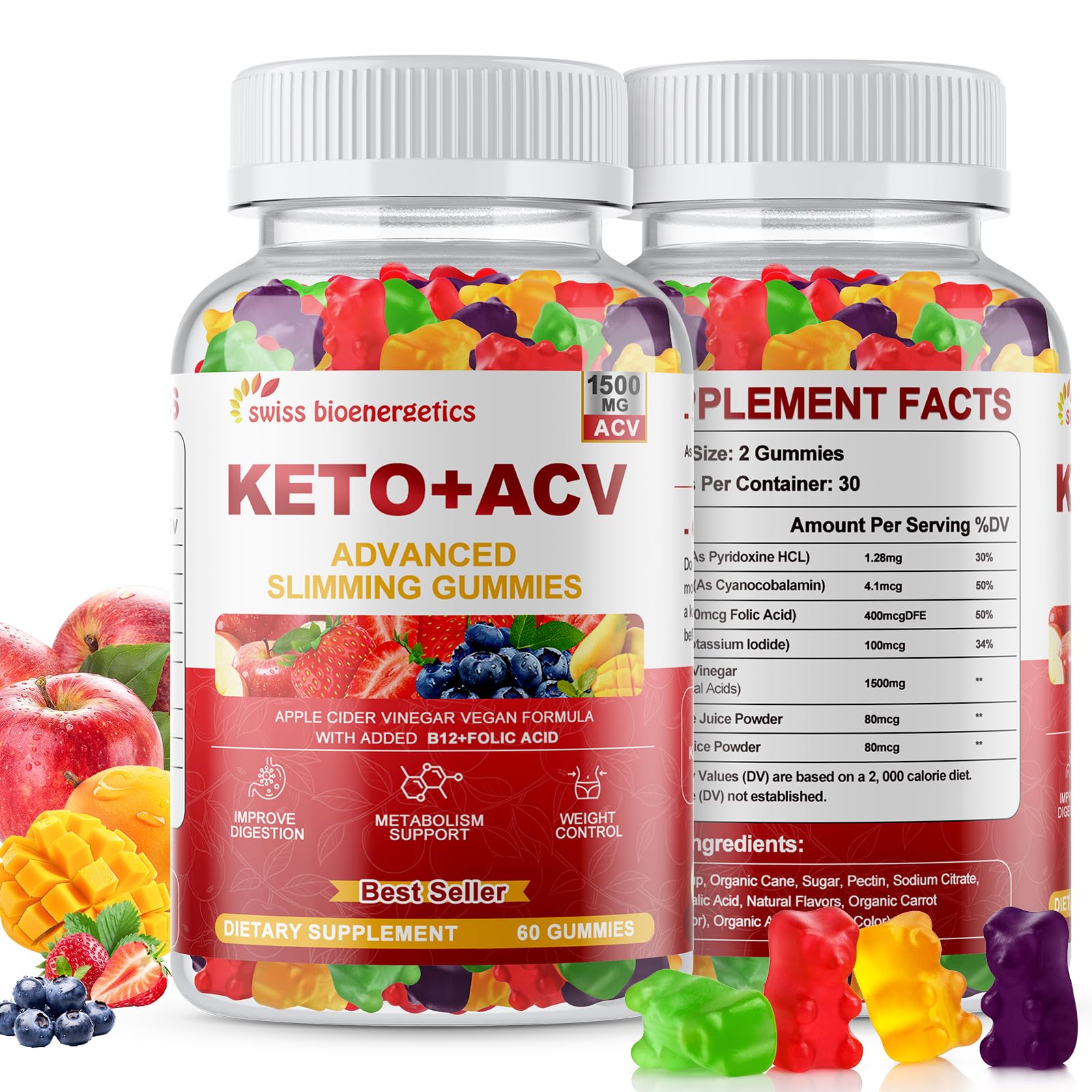 Gominolas ACV de Swiss Bioenergetics 1500 mg en bote para apoyo diario