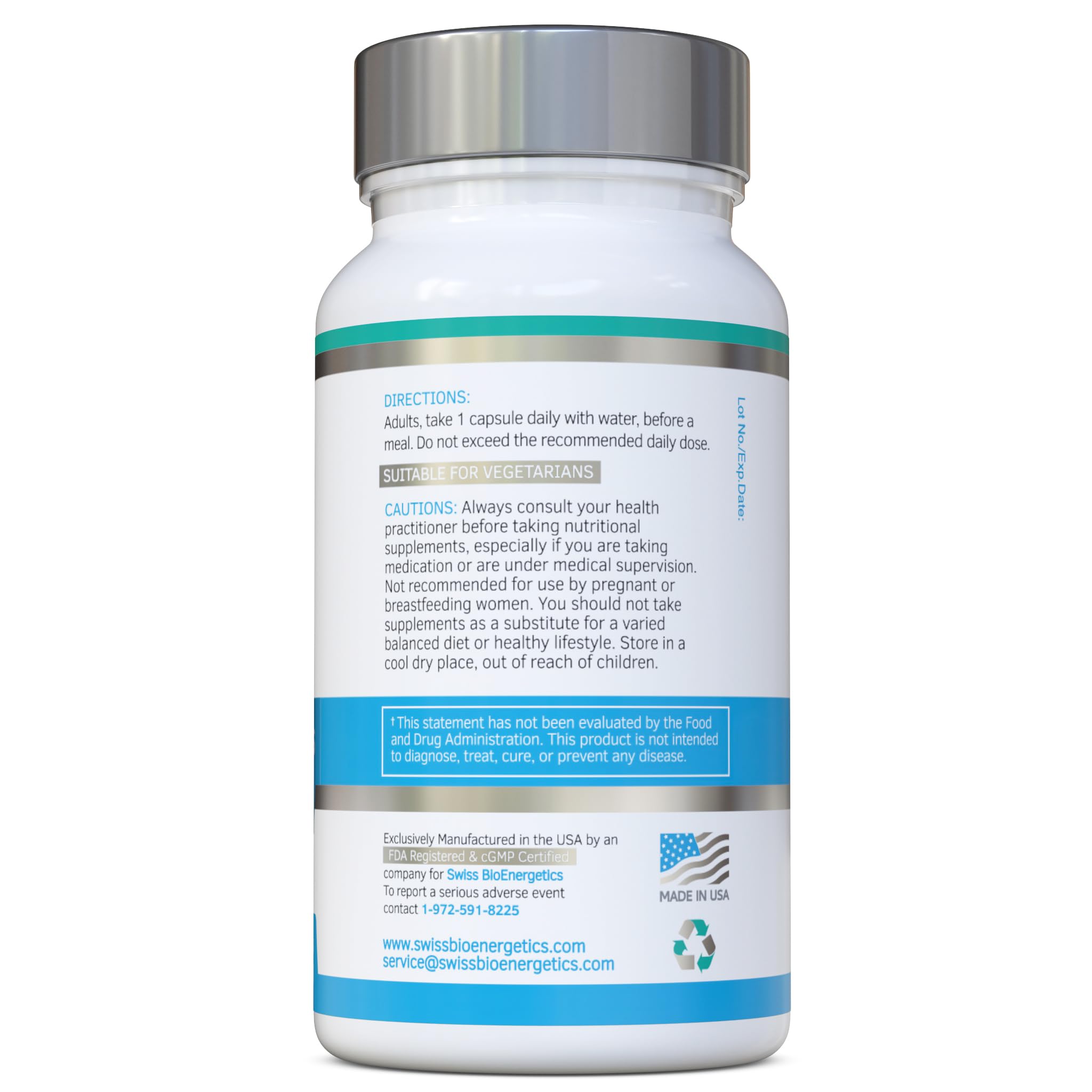 Packaging front label shows potency and purity of Swiss BioEnergetics product.