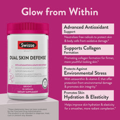 Astaxanthin-rich liquid capsule pictured beside grape seed extract for antioxidant support