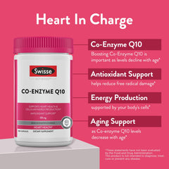 Swisse CoQ10 135mg capsule close-up with antioxidant benefits.