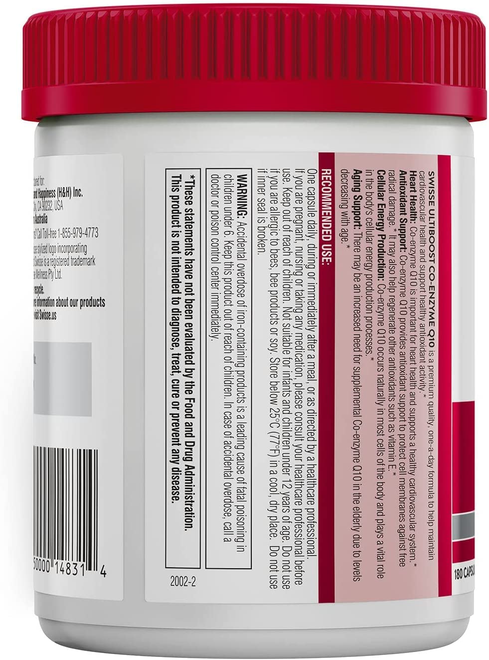 Swisse CoQ10 supplement bottle on kitchen counter for wellness.