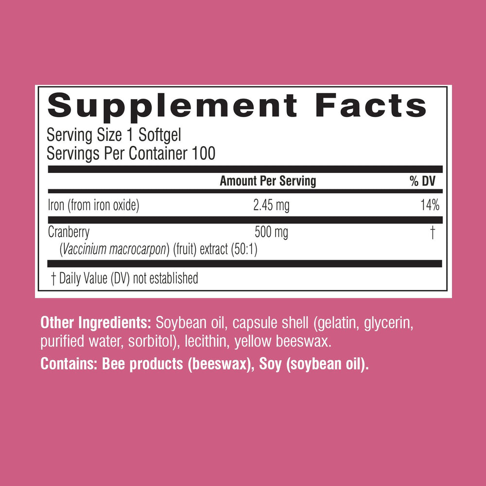 Swisse cranberry capsules aid bladder and kidney support with PACran extract.