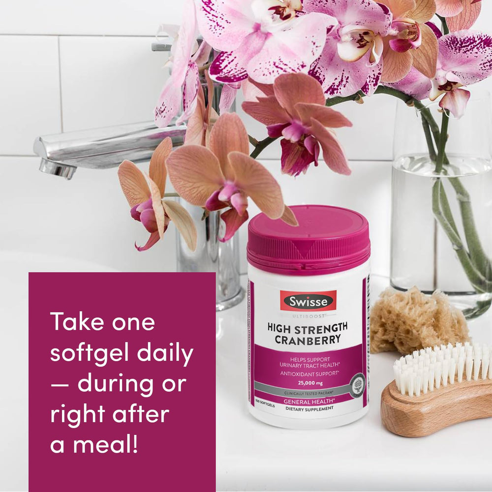 Swisse cranberry pills designed for easy daily use and on-the-go routines.