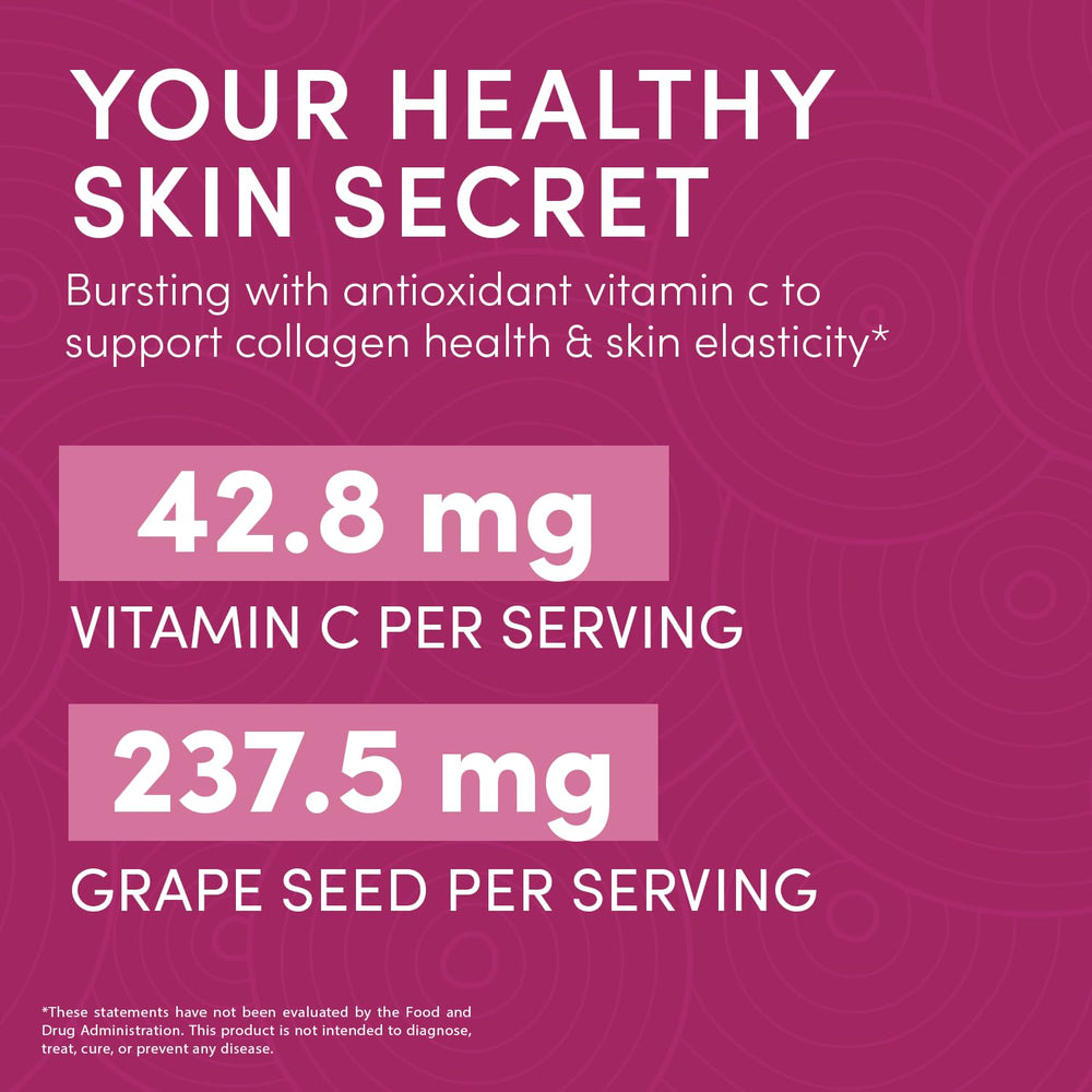 Swisse grape seed polyphenols visual highlighting antioxidant components and vitamin C synergy.
