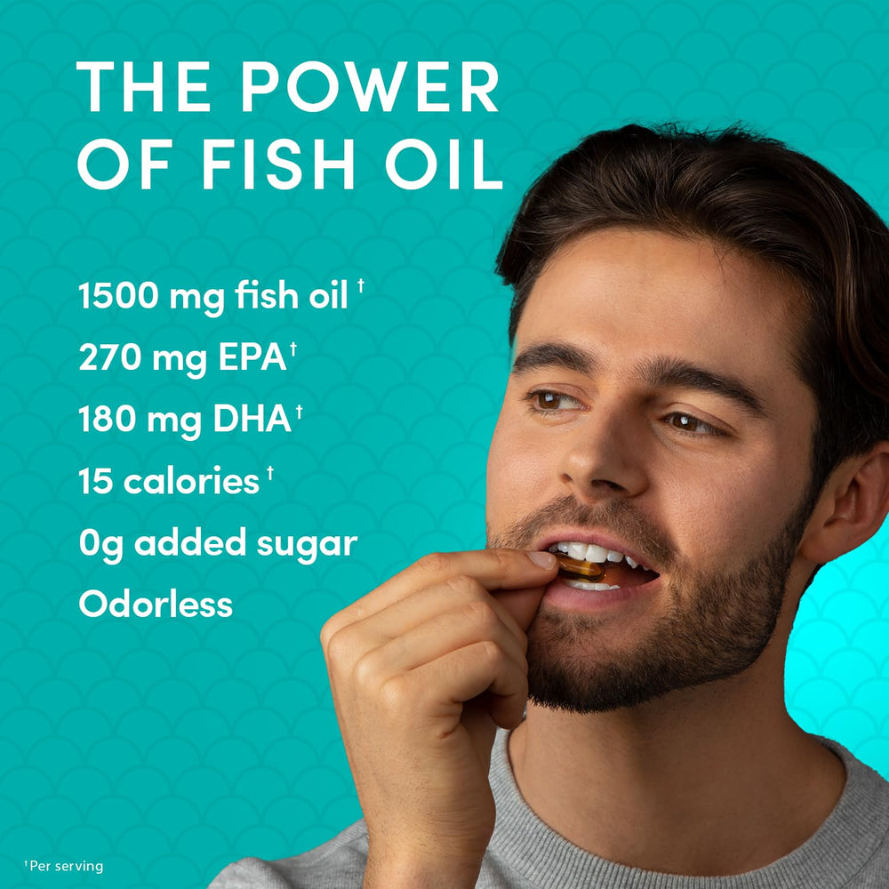 Swisse Wild Fish Oil on table with clear label for informed use