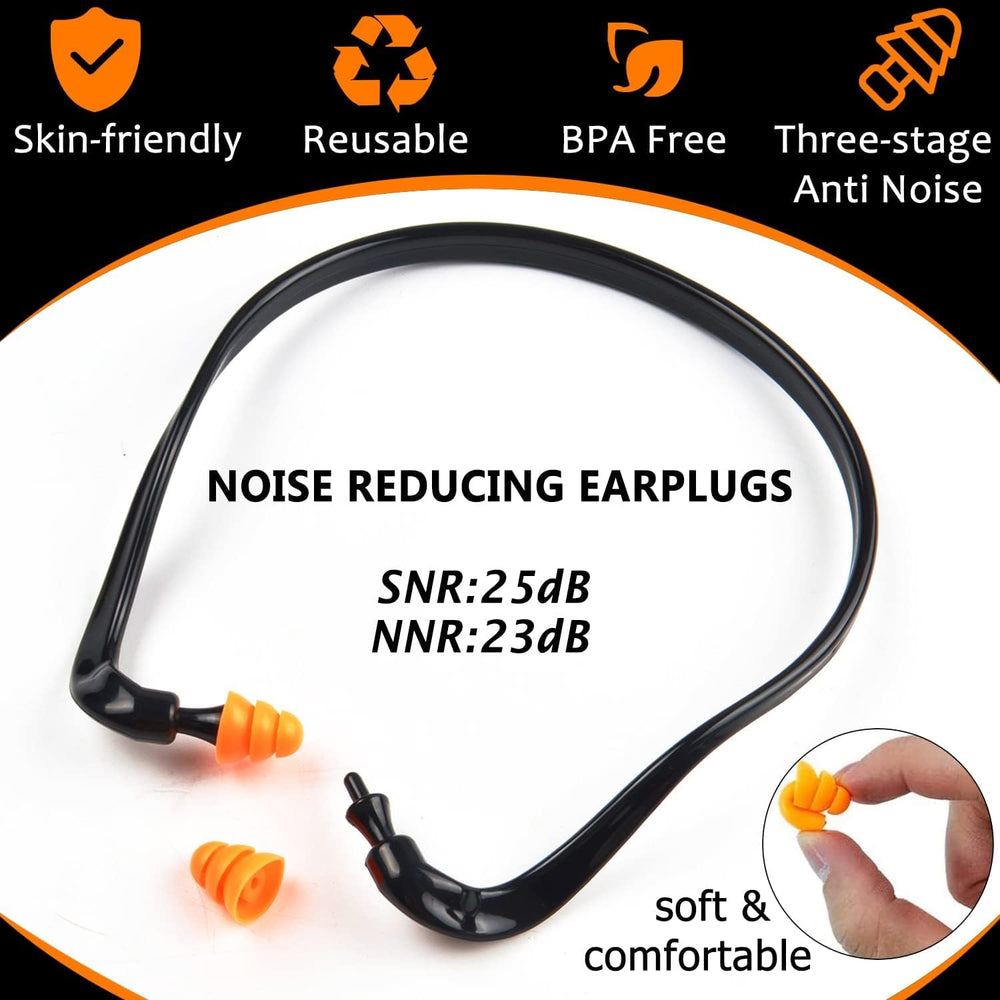 Close-up of SWJDSSSSPBTLPYSL banded ear plugs with silicone tips for comfort