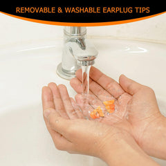 SWJDSSSSPBTLPYSL ear plugs showing washable, durable design for repeated use