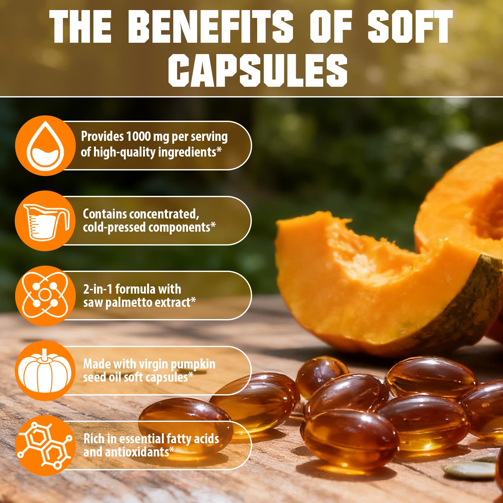 SXOSXO 2 in 1 pumpkin seed oil and saw palmetto capsules for simple daily use.