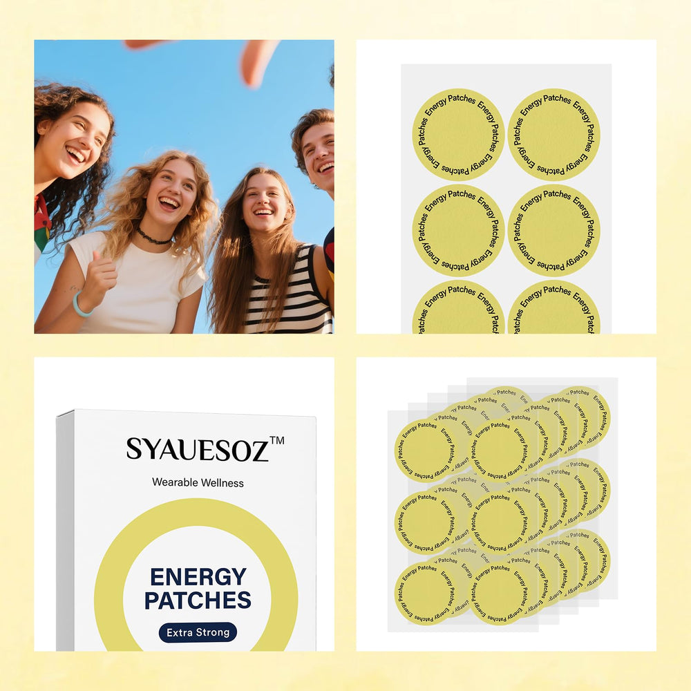 SYAUESOZ Energy Patches near laptop to support focus.