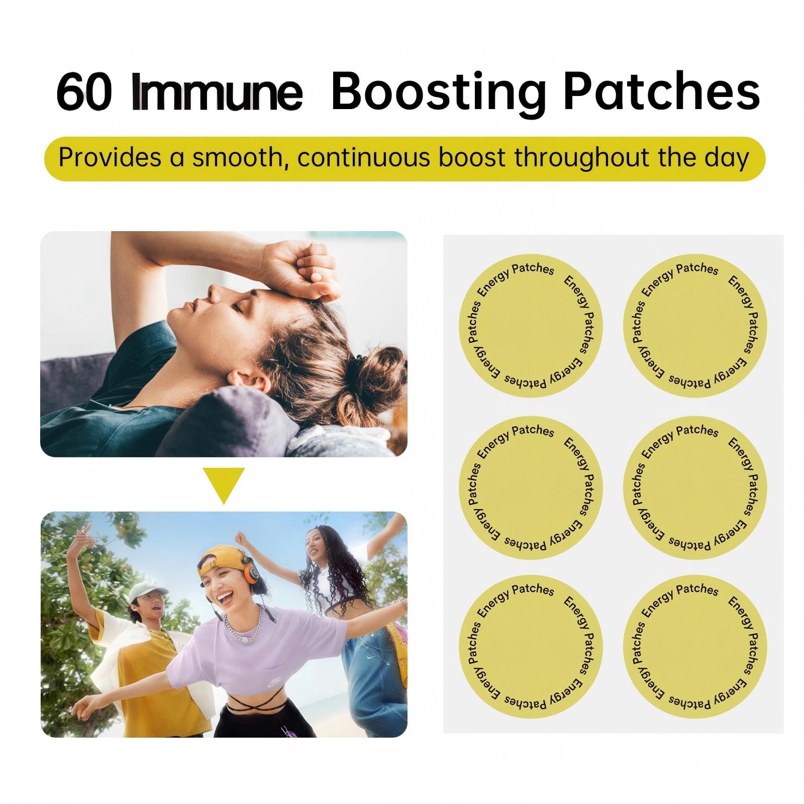 SYAUESOZ Energy Patches close-up shows discreet, skin-friendly adhesive.