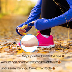Syhood pad worn in shoes relieves forefoot pressure during activities