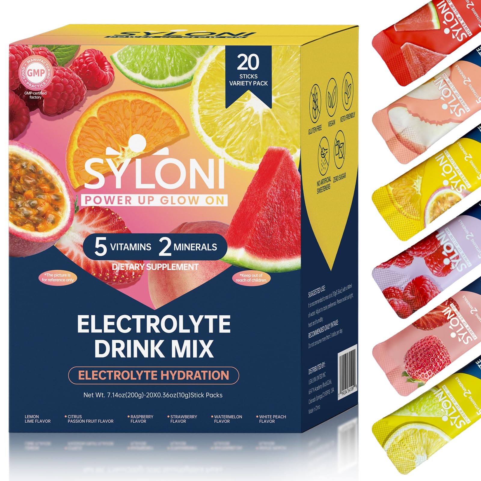 Syloni Electrolytes Juicy Variety Pack sticks for on the go hydration and flavor